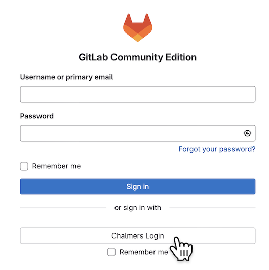 Signing in to Chalmers GitLab